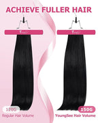 YoungSee 85G Clip in Human Hair Extensions Black Short Human Hair Clip in Extensions Jet Black Clip ins Hair Extension Real Human Hair Natural Short Hair Extension for Women 12Inch 7Pcs