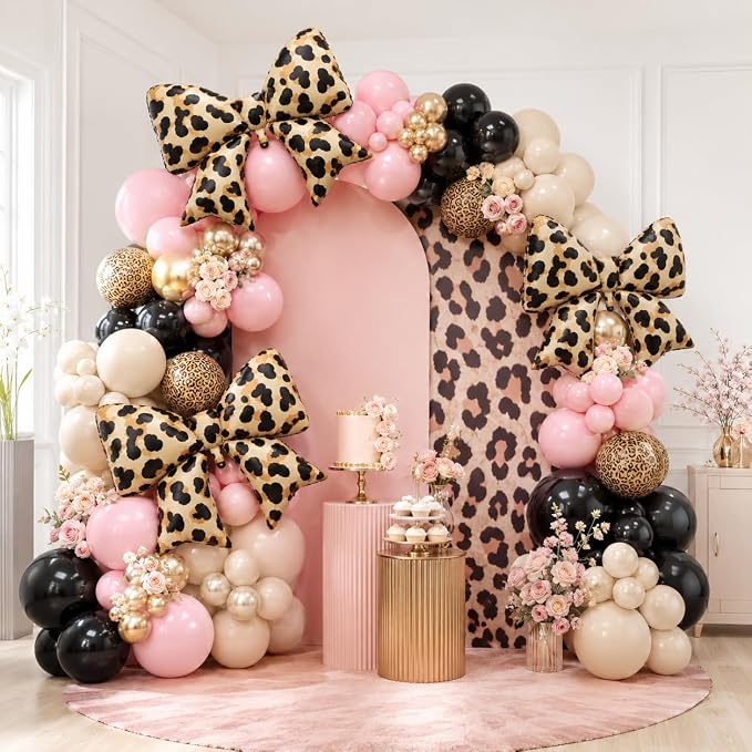 Cheetah Print Bow Balloons 3pcs, Cheetah Leopard Print Birthday Party - Image 2