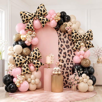 Cheetah Print Bow Balloons 3pcs, Cheetah Leopard Print Birthday Party - Image 2