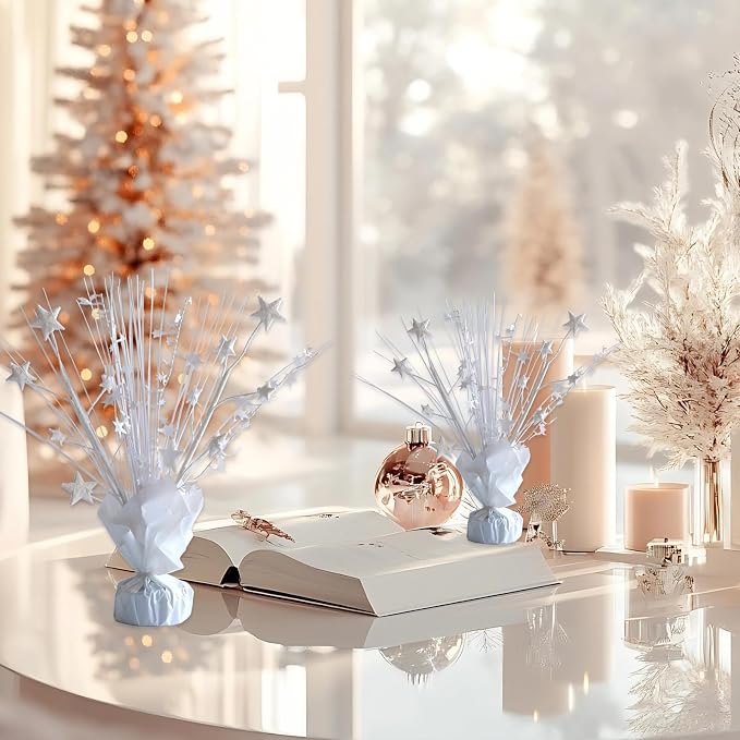 12 Pack White Foil Spray Centerpieces Stars Brust Table Centerpieces - Image 3