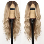 Honey Blonde Wig for Women Long Wavy 4x1 Lace Natural Hairline Glueless for Beginners Middle Part Synthetic for Daily Party Use 26Inch