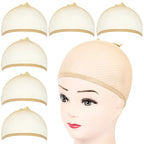 Fandamei Wig Cap, 6PCS Light Brown Mesh Wig Cap, Closed End Hair Mesh Net, Liner Weaving Caps for Women, Men, Kids, Wig Caps for Halloween, Cosplay