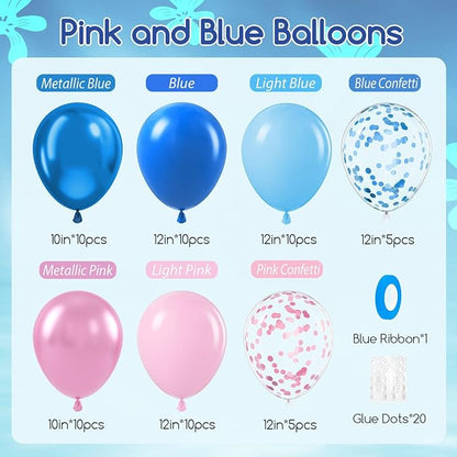 60pcs Pink and Blue Balloons 12inch - Image 2