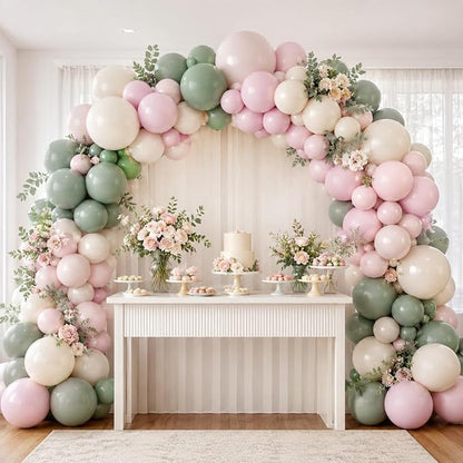 Dusty Pink and Green Balloon Arch Kit - Image 7