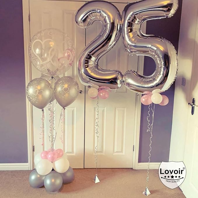 Silver 24 Number Balloons, 40 Inch Giant Number 24 Balloons Foil Mylar Helium - Image 5