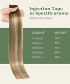 SURNEL Injected Invisible Tape in Hair Extensions 16 Inch Walnut Brown to Ash Brown and Golden Blonde Seamless Invisible Tape in Extensions 20 Pcs 35g(#3822,16)