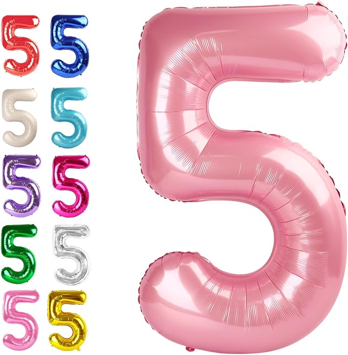 Pearl Pink Number 5 Balloon 40 inch, 5th Birthday Party Balloons Decorations | by Upgesy