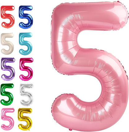 Pearl Pink Number 5 Balloon 40 inch, 5th Birthday Party Balloons Decorations | by Upgesy