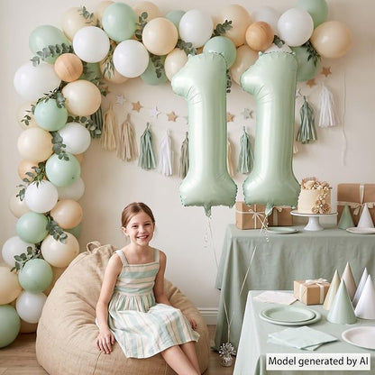 Olive Green Number 11 Balloon 40 Inch, Wall Display - Image 2