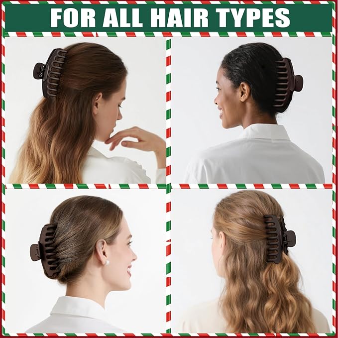 TOCESS Hair Claw Clips for Women - 8PK Large Neutral Matte Jumbo Hair Clips for Thick, Thin, Long, Short, Curly Hair Girls, Big Jaw Clip Set for Daily Use(Mocha Brown)