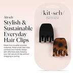 Kitsch Eco-Friendly Medium Claw Clips - Cute & Stylish Short Hair Accessories for Women, Girls | Ideal Size for Any Hairstyles | Ideal Gifts for Women, 2pcs (Black & Tortoise)