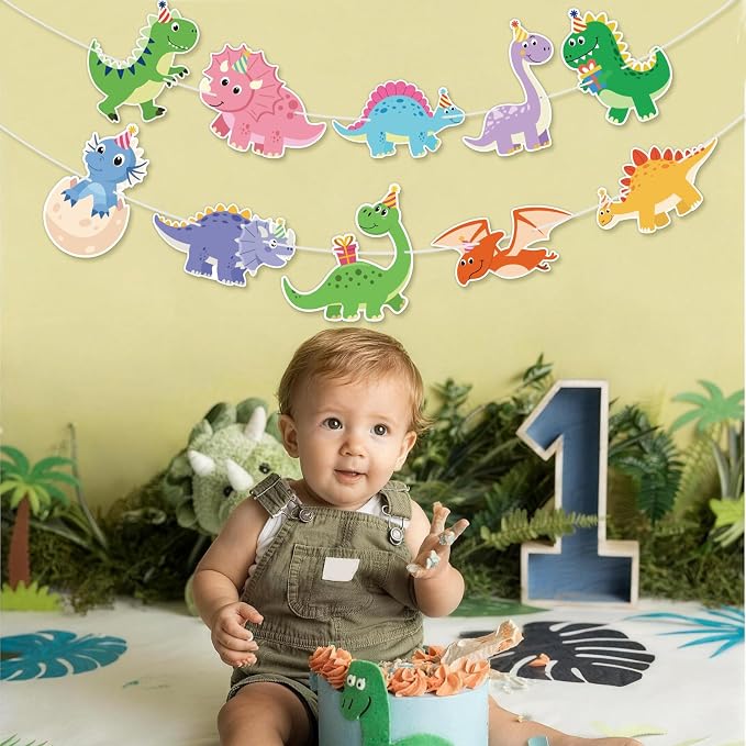 Dinosaur Party Banner Cute Dinosaur Birthday Banner Happy Birthday Banner - Image 6