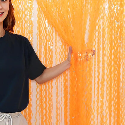 CYLMFC 4 Pack Wavy Orange Foil Fringe Curtain Party Decorations - Image 4