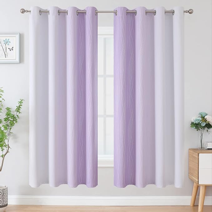 Lilac and Greyish White Gradient Blackout Curtains - Image 2