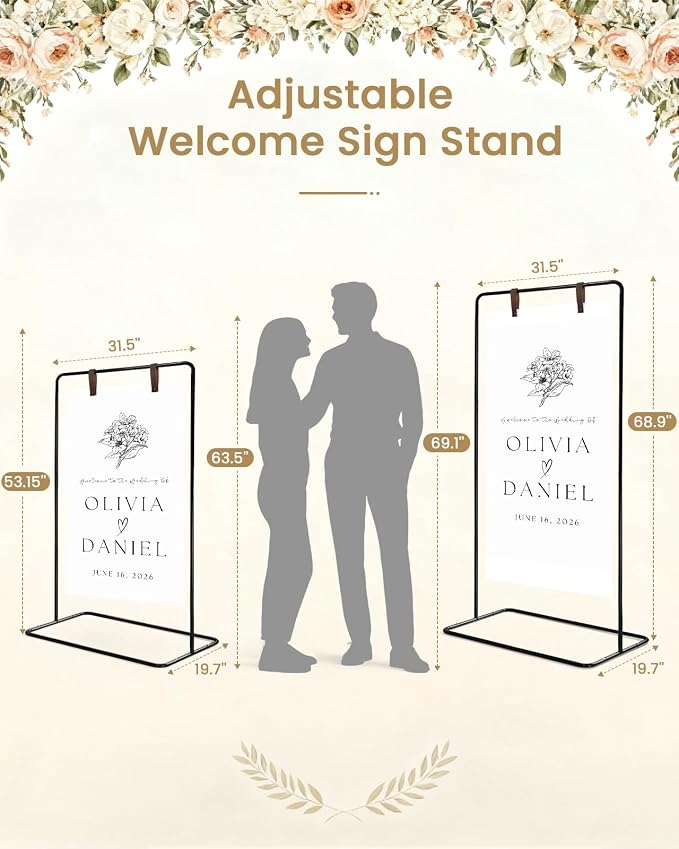 Wedding Welcome Sign Stand, Welcome to our Wedding Sign Holder, Linen Sign Stand - Image 2