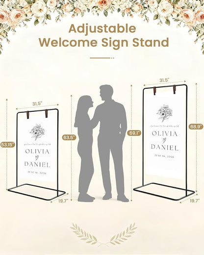 Wedding Welcome Sign Stand, Welcome to our Wedding Sign Holder, Linen Sign Stand - Image 2