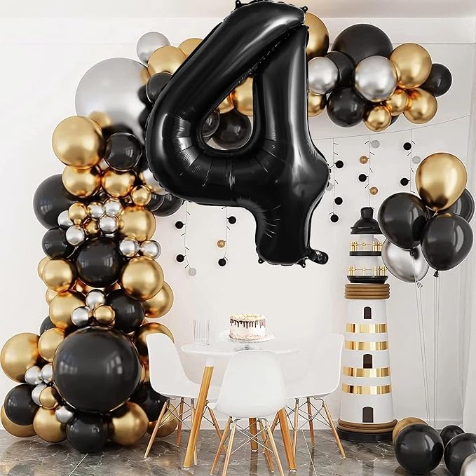 Black Number 4 Balloons 40 Inch Large Foil Balloons, Giant Number Balloon - Image 2