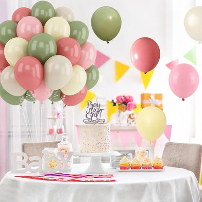 Dusty Green Pink Beige Balloons Light Pink Yellow Mist Sage Cream Peach Balloon - Image 5