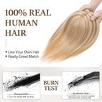 Rich Choices Hair Toppers for Women Real Human Hair 100% Human Remy Toppers NO Bangs with Thinning on Top Clip in Hairpiece 4"x4.7"Lace Base 14 Inch #12P613 Golden Brown Highlights Bleach Blonde