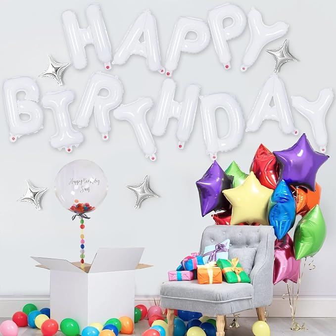 Happy Birthday Balloons Banner, Foil Balloon Personalized Name Letters Balloons - Image 3