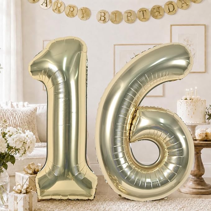 Champagne Gold 16th Birthday Balloons by KAINSY
