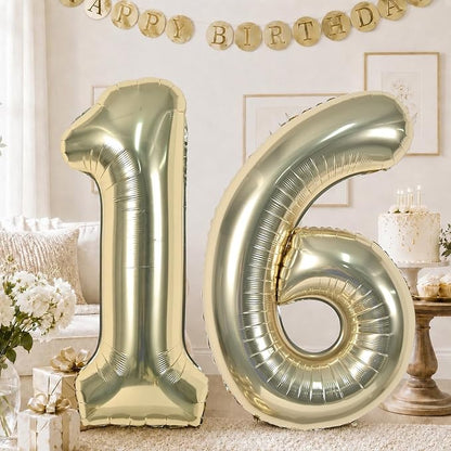 Champagne Gold 16th Birthday Balloons by KAINSY