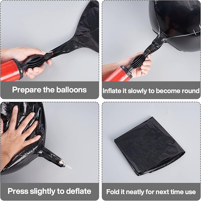 PartyWoo Black Large Round Giant 4D Jumbo Foil Balloons 6pcs 22 Inch | 22 Inch - Image 5