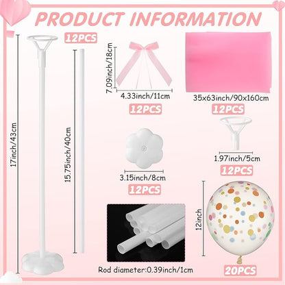Wettarn 12 Set Pink Tutu Tulle Balloons Baby Shower Centerpieces - Image 2