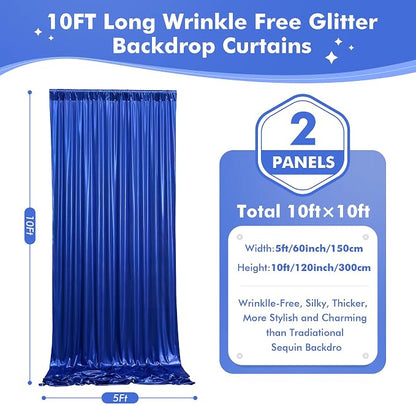 10x10ft Shimmer Royal Blue Sequin Backdrop Curtain - Image 6