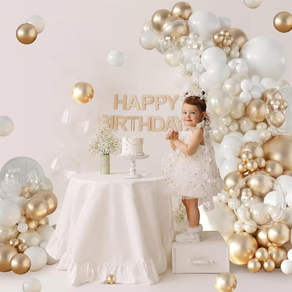 CROSSFINGERS Pearl Champagne Gold and White Balloon Garland Arch Kit | Double - Image 2