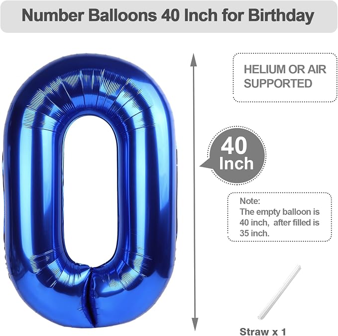 Numbers 27 Balloon 40Inch Blue Balloons - Image 5