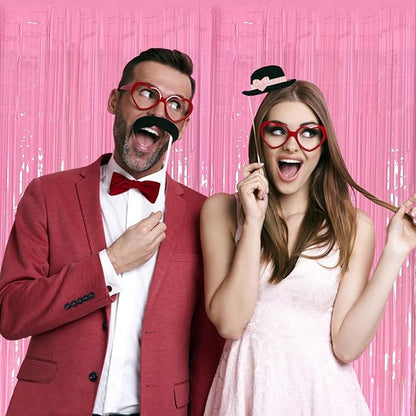 5 Pack Foil Curtain Pink Backdrop Streamers Metallic Tinsel Fringe Curtains - Image 4