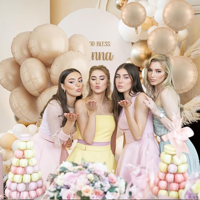 20PCS Nude Round Shaped Balloons, 18inch Retro Apricot Giant Round Aluminum - Image 7