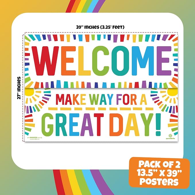 Sproutbrite 2 Welcome Educational Posters & Chart Welcome Banner 13.5"x39" - Image 2