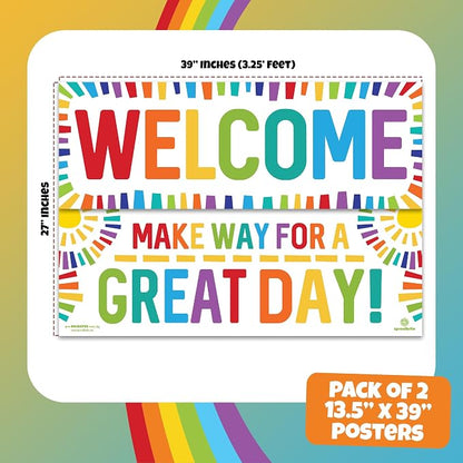 Sproutbrite 2 Welcome Educational Posters & Chart Welcome Banner 13.5"x39" - Image 2