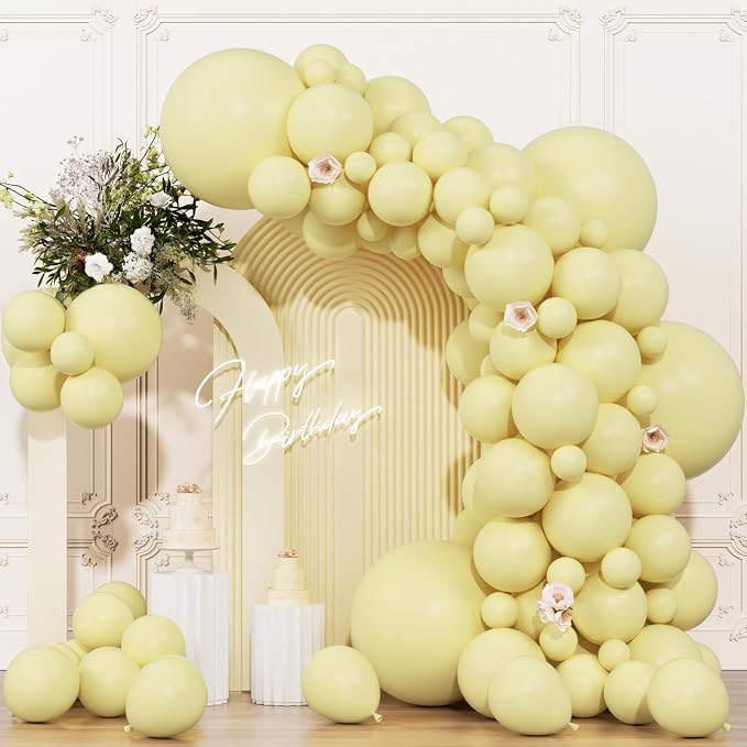 104pcs Pastel Yellow Balloon Garland Arch Kit, 18 12 10 5 Inch | Different by OWPFJG