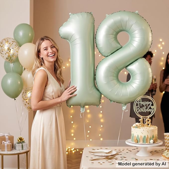 40 Inch Olive Green Number 18 Balloon - Image 6
