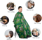 Large Long Hair Cutting Cape, Salon Apron Lemurs Monkey Tropical Green Leaves Floral Haircuting Salon Cape Gown for Hair Cutting Styling