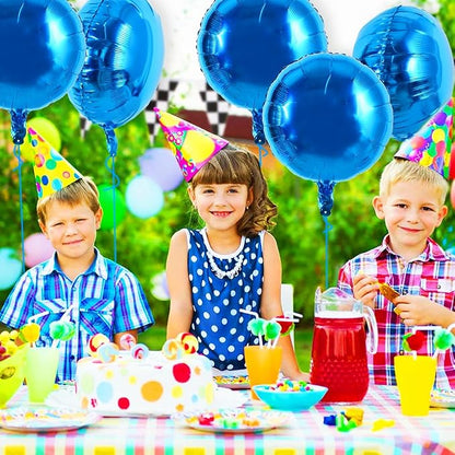 TONIFUL 30Pcs 18 Inch Large Blue Round Shape Foil Balloons Big Blue Circle - Image 3