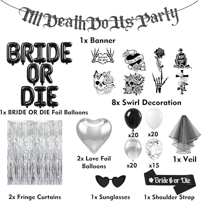 Bride or Die Bachelorette Party Decorations 100pcs - Image 2