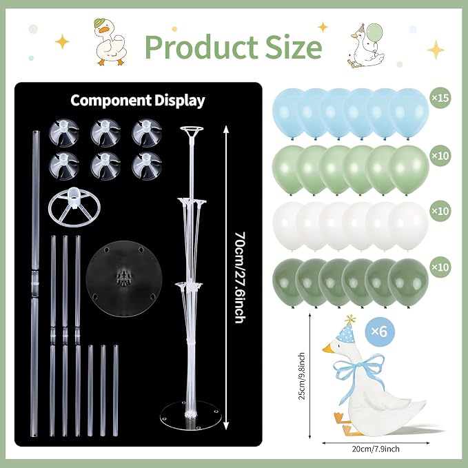 12 Sets One Silly Goose 1st Birthday Decoration Goose Balloon Stand Kit Baby - Image 2