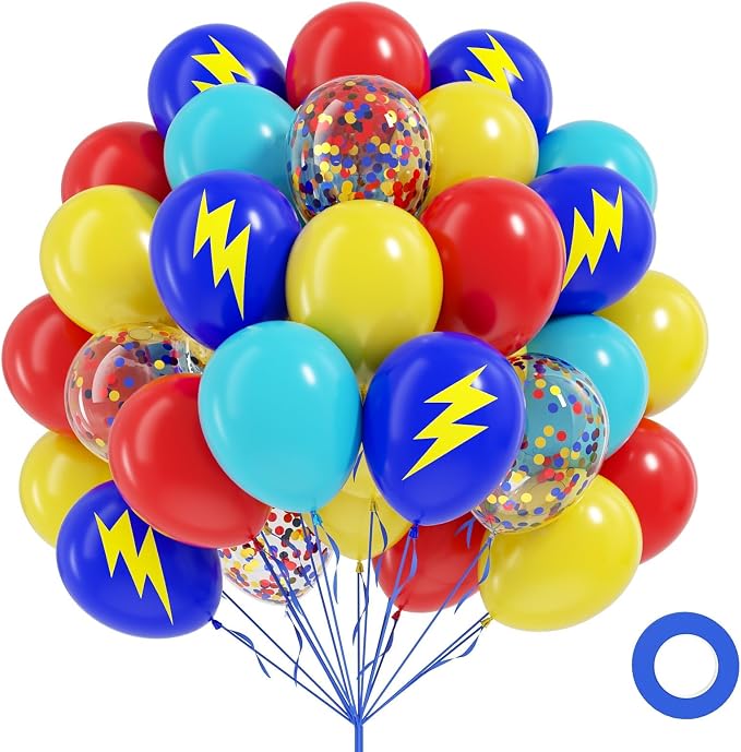60pcs 12inch Red Yellow and Blue Balloons by Leraqertra