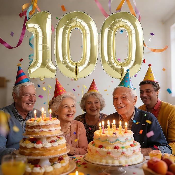 40 Inch Number 100 Balloons for 100th Birthday Party Decorations, 0-100 - Image 2