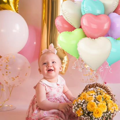 5 Colors Heart Balloons, 18inch Heart Shaped Foil Balloons & Helium Mylar - Image 2