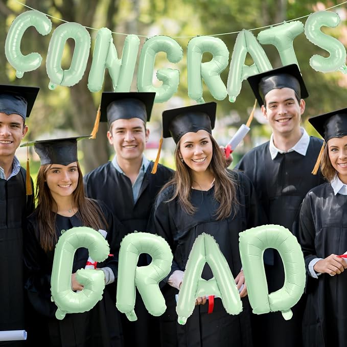 16 Inch Olive Green Congrats Grad Banner Balloons, Olive Green Congrats Grad - Image 4