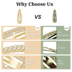Hair Clips, 2Pcs 3.1Inch Rhinestone, Gold, Hair Accessories, Bridal, Wedding, Party, Prom Barrettes for Women Girls
