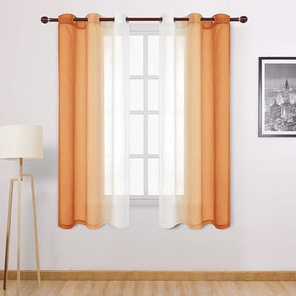 DWCN Fall Faux Linen Ombre Sheer Curtains by DWCN