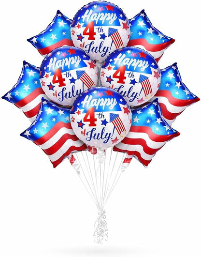 Dream Decor Happy 4th of July Balloons 12 Pack – American Flag Star & Happy 4th by DREAMDECOR