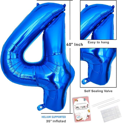 40 Inch Navy Blue 4 Balloon for 4th Birthday Party, Helium Giant Foil Number 4 - Image 3