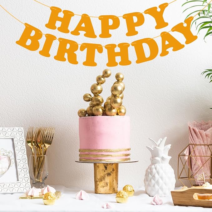 Orange Happy Birthday Banner Birthday Party Decorations Sign Birthday Backdrop - Image 8